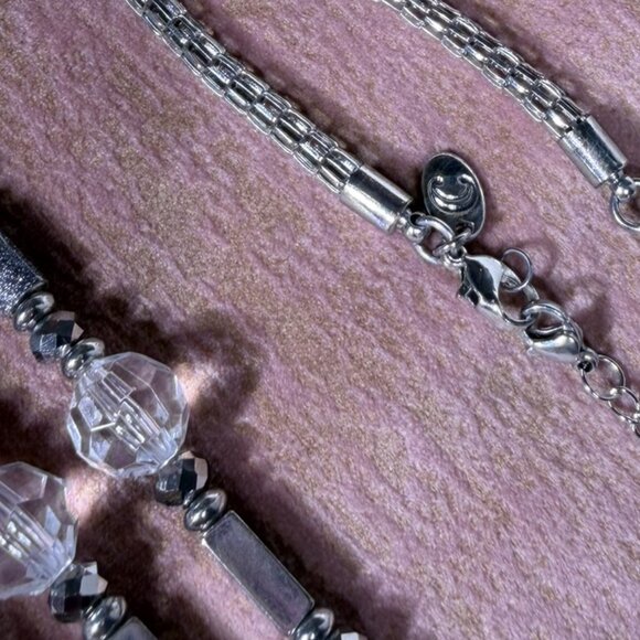 Charming Charlie Silver Beaded Tassel Pendant Necklace — Long Statement Necklace - Picture 4 of 6